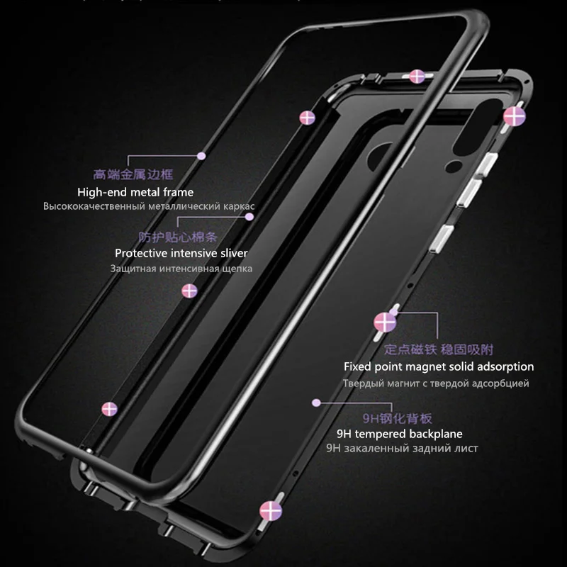 Магнитный металлический корпус адсорбции для oneplus 7 pro 7 6t 6 5t двойной сторонний Металл одно-стекло в рамке с 9D пленкой и