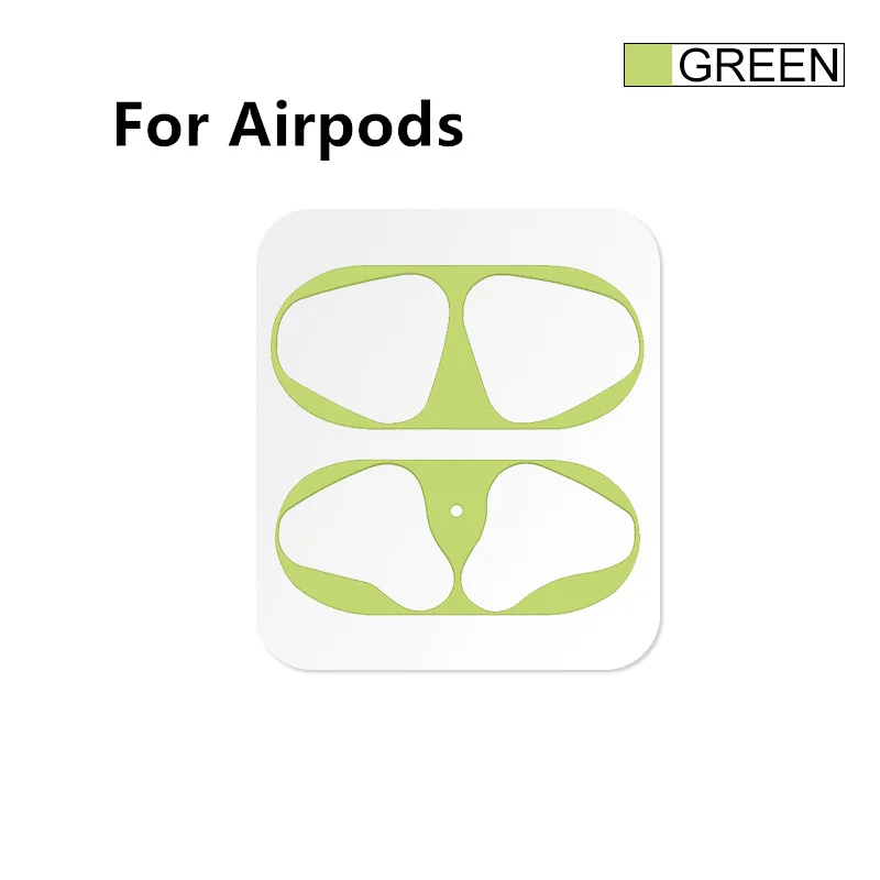 Защита от пыли для Apple Airpods Bluetooth наушники металлические для Airpods 2 Air Pods беспроводные наушники зарядная коробка защита от пыли - Цвет: green for airpods