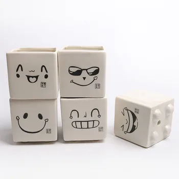 

Creative Human Face Expression Ceramics Flower Pot Vase Succulent Cactus Plant Pots Home Decor Crafts Sculpture Garden Ornaments
