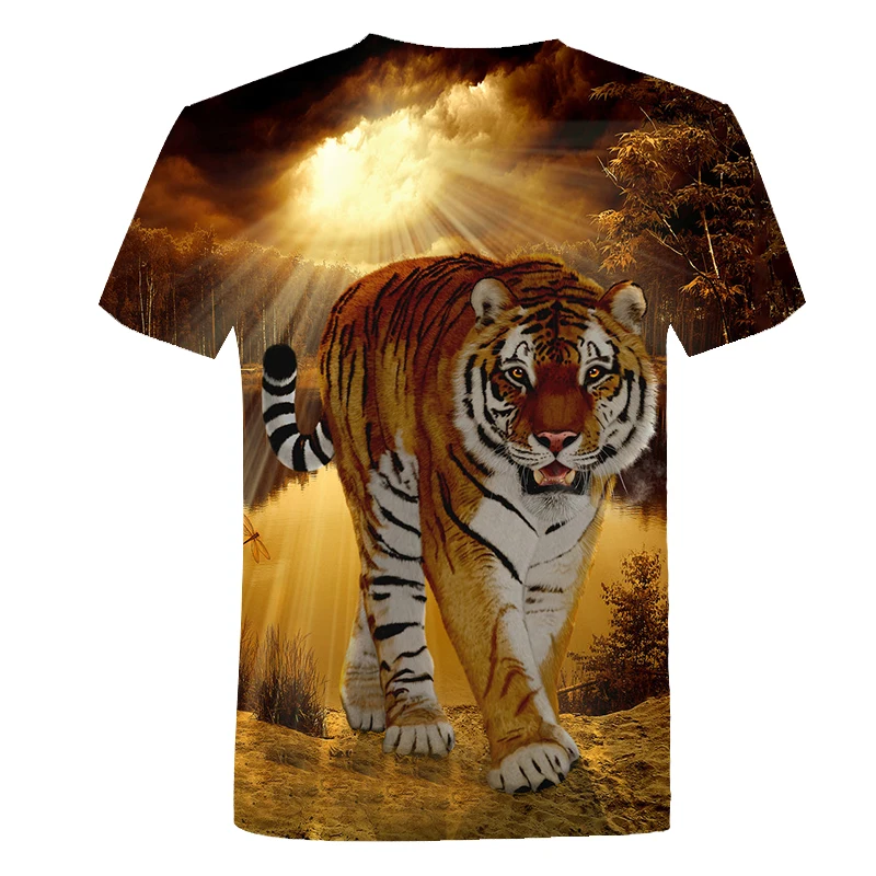 PINSHUN/брендовая футболка с 3d принтом Футболка с изображением тигра Camiseta, футболка с 3d принтом забавные детские, детские футболки Повседневная футболка С Рисунком Тигра для фитнеса