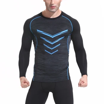 

Quick Dry Sport Shirt Men Slim Fit Compression Top Long Sleeve V-neck Men's Running T-Shirts Gym Training Sportswear New 2019