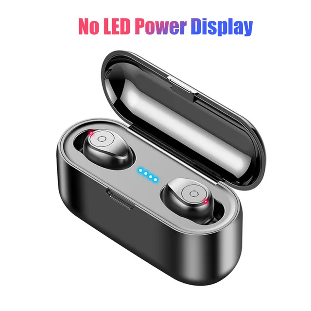 Button Black TWS беспроводные V5.0 Bluetooth наушники HD стерео наушники спортивная водонепроницаемая гарнитура с двойным микрофоном и 2000 мАч батарейным отсеком - Цвет: Button Black