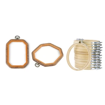 

14Pcs Embroidery Hoops Cross Stitch Hoop Embroidery Circle Set for Art Craft Handy Sewing, 2Pcs Octagon & 12Pcs Round