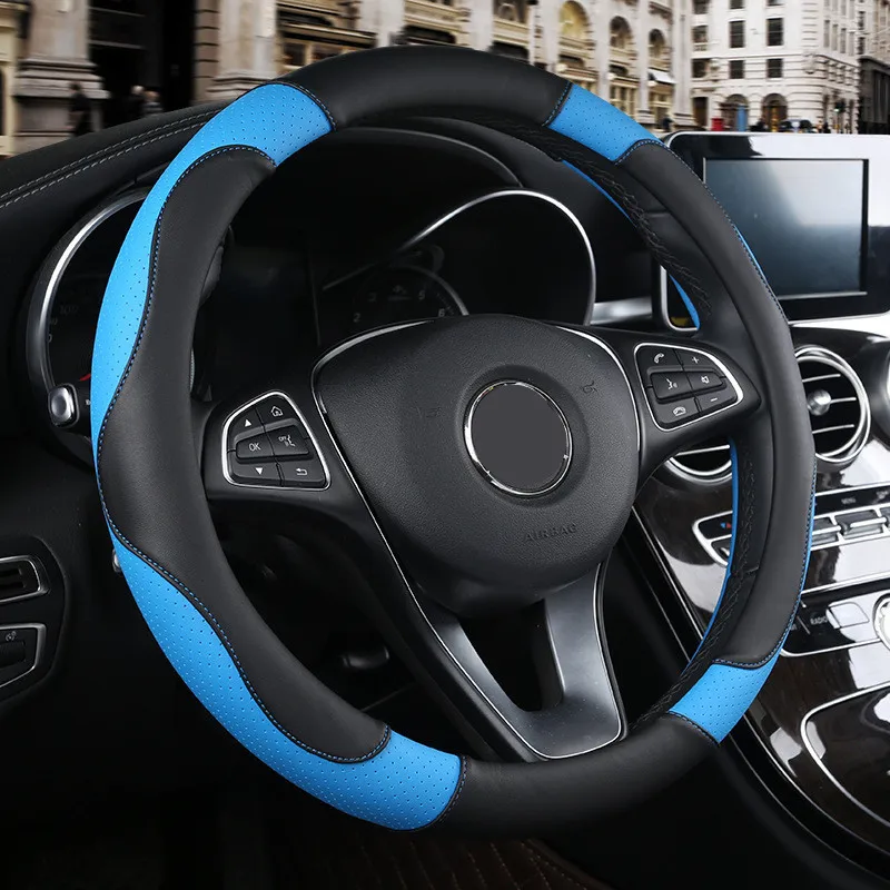

9 Colors Car Styling Faux leather Car Steering Wheel Cover Universal Interior Accessories Breathable , Non-slip
