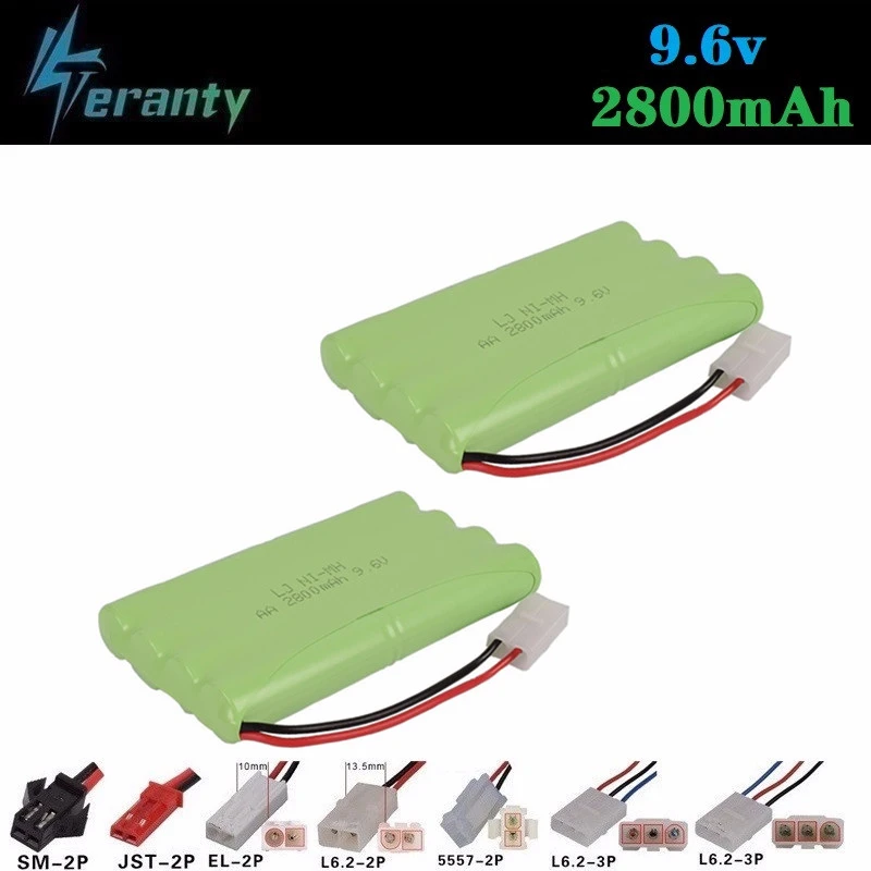 

2800mah 9.6v Rechargeable Battery For Rc toys Cars Tank rc Robots Gun AA NiMH Battery 9.6v 2400mah Battery Pack For Rc Boat 2pcs