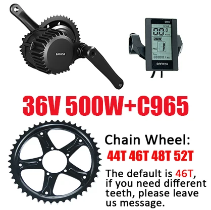 36V500WC965 Bafang мотор BBS02 BBS01 48v 750 w/500 w 36V 250 W/350 W/500 W 8fun, фара для электровелосипеда в двигатель комплект для электрического велосипеда, конверсионный набор, BBS02B BBS01B - Цвет: 36V500WC965