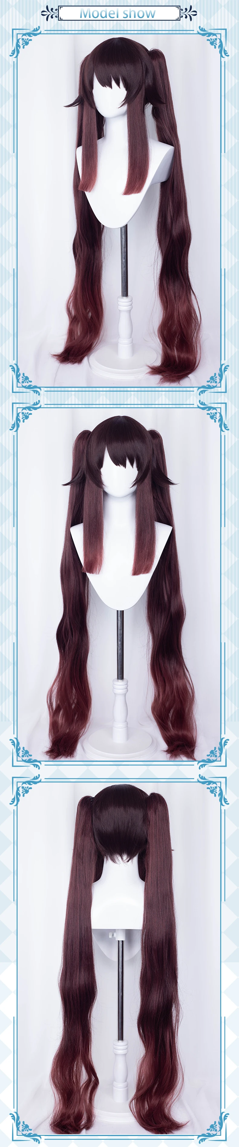 UWOWO Game Genshin Impact Hu tao Cosplay Wig Hutao New Long Hair Brown Wigs 115cm Claw Clip Ponytail Heat Resistant