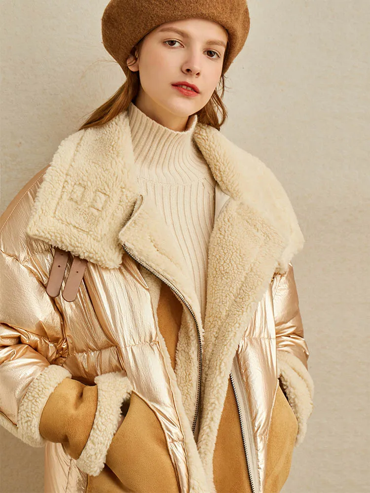 Amii стильное корейское издание тонкая пуховая куртка Для женщин Новинка зимы свободные металлические сшитые Белое пуховое пальто