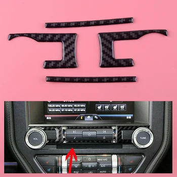 

beler 4PCS Epoxy Carbon Fiber Style Console CD Switch Button Cover Trim Fit for Ford Mustang 2015 2016 2017 2018 2019