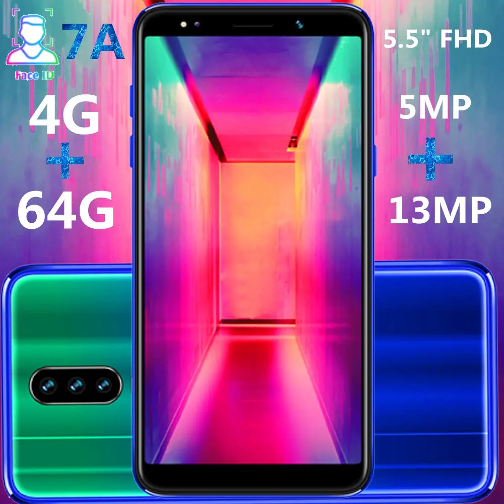 7A четырехъядерный процессор 5," 18:9 ips смартфоны 4G ram 64G rom 5MP+ 13MP камера Android Мобильные телефоны WCDMA face ID разблокированные celulares