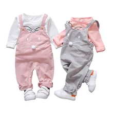 Весенне-осенние комплекты одежды для новорожденных девочек модный костюм, футболка+ штаны верхняя одежда для маленьких девочек спортивный костюм, комплект одежды