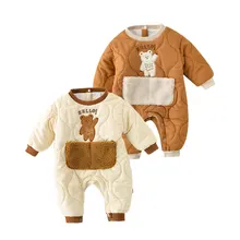 Ours d'hiver à manches longues pour bébé fille, une pièce, pour hommes et femmes, grande poche épaisse, une pièce