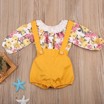 

2019 baby girls clothing set toddler infant girl clothes T shirt top pants romper ruffles princess outfits 6-24 m