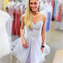 Милое кружевное платье для выпускного вечера короткий мини-Тюль Лента подол выпускное платье для девочек