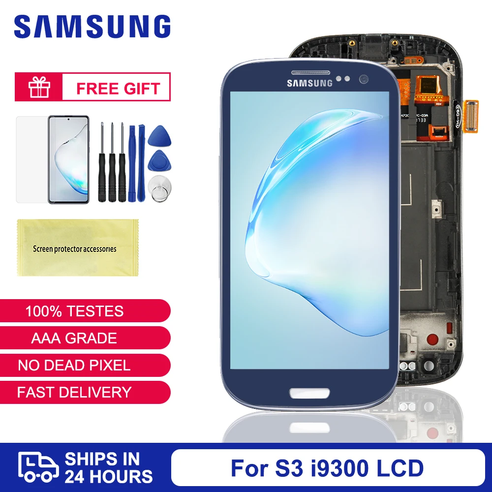 S3 дисплей для SAMSUNG Galaxy i9300 i9300i сенсорный экран с рамкой дигитайзер Замена Samsung
