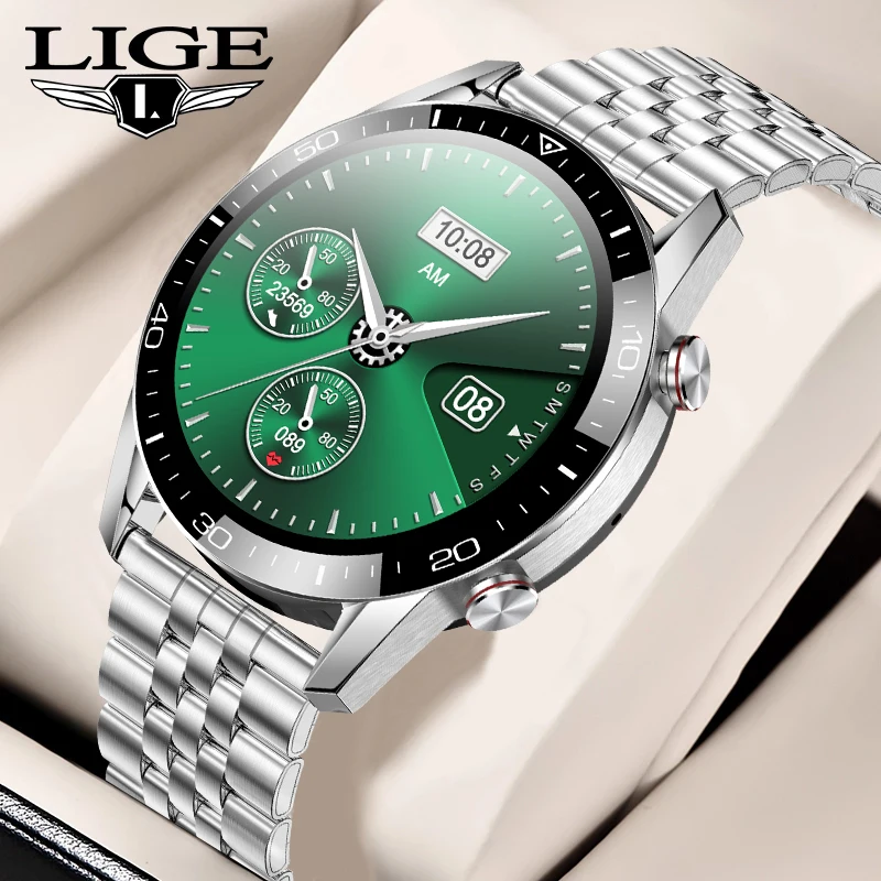 LIGE New Smart Watch Men Bluetooth Call IP68 Waterproof Heart Rate Blood Pressure SmartWatch Fitness Tracker Sports Android IOS