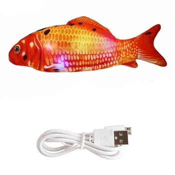 

Funny Cat Toy Pet Colorful LED Light Electric Simulation Fish Toy For Cat Kitten Interactive Toys With Music And Swing Tail New