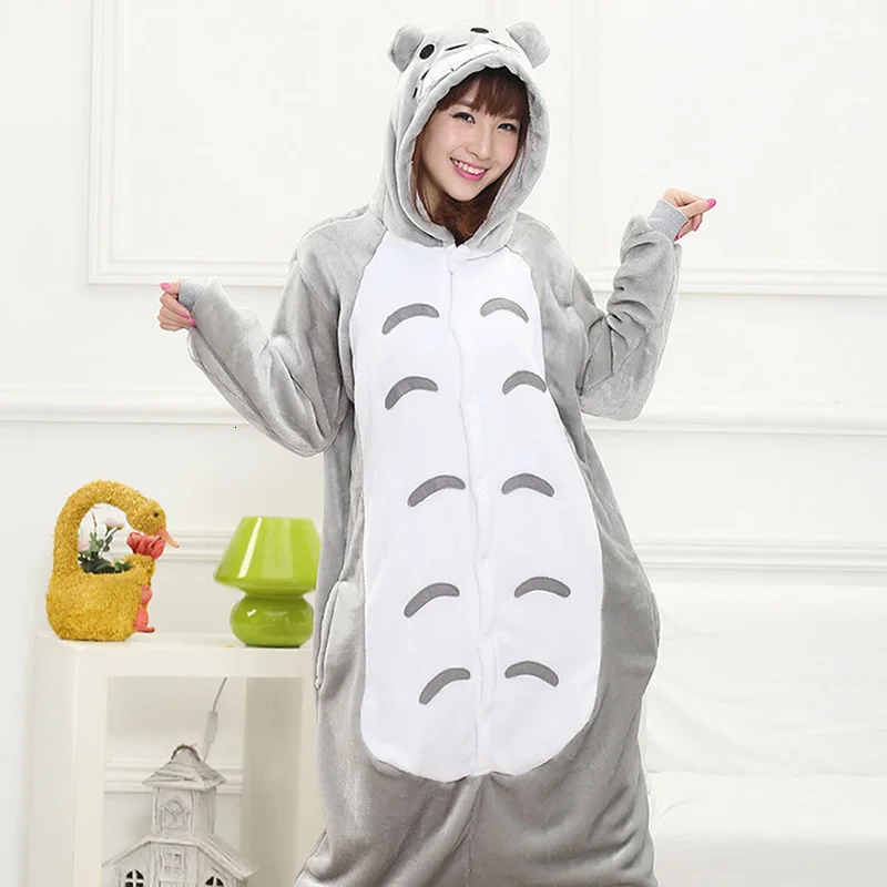 totoro Зимний пижамный комплект с единорогом, женская пижама с единорогом, пижама с животными пандой для взрослых, пижама с животными, пижама с героями мультфильмов, одежда для сна - Цвет: totoro
