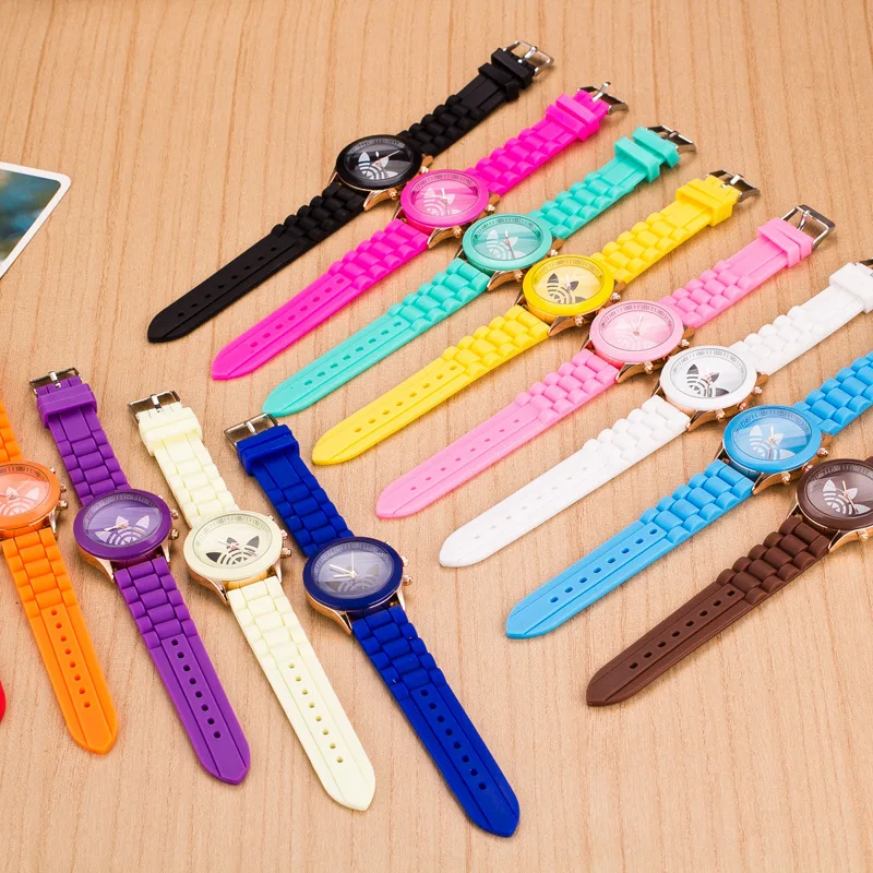Часы наручные мужские и женские кварцевые, люксовые брендовые цветные спортивные модные наручные, с силиконовым желеобразным ремешком