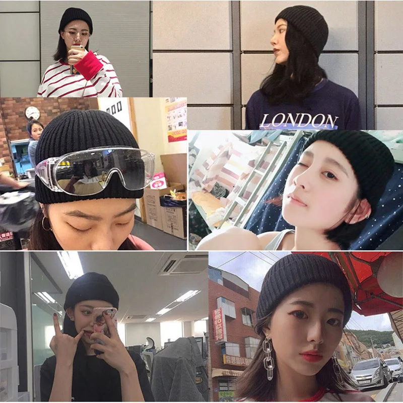 Мужская вязанная шапка Skullies для взрослых, повседневная короткая шапка, шапка в стиле хип-хоп, модная зимняя теплая хлопковая мужская шапка, шапки унисекс