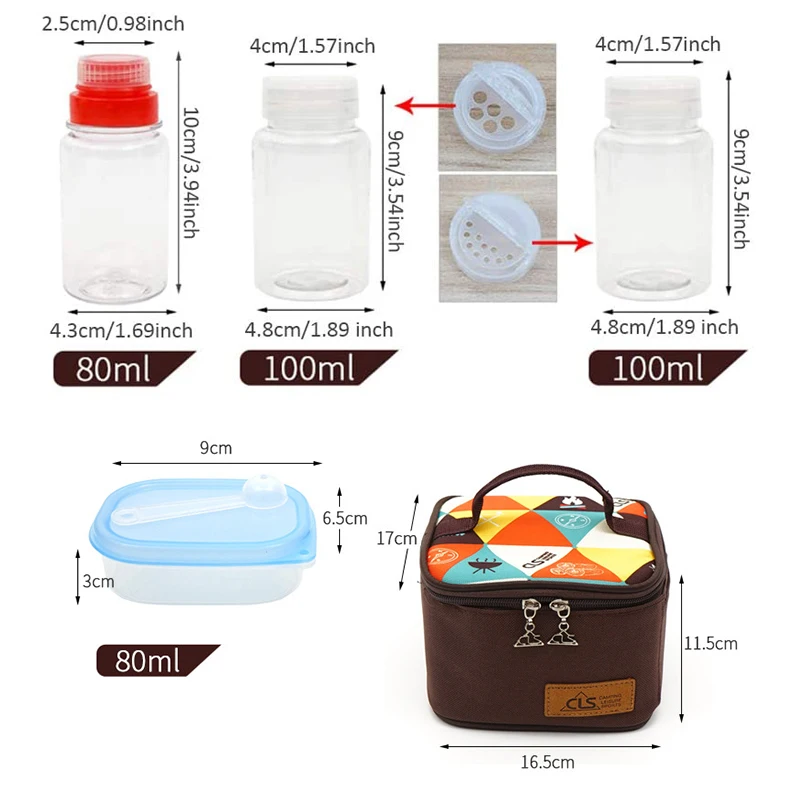 10pcs Spice Jars Set Portable BBQ Spice Box Lightweight Spice Sauce  Container Set Barbecue Seasoning Bottle Set with Storage Bag for Camping  Traveling Picnic 