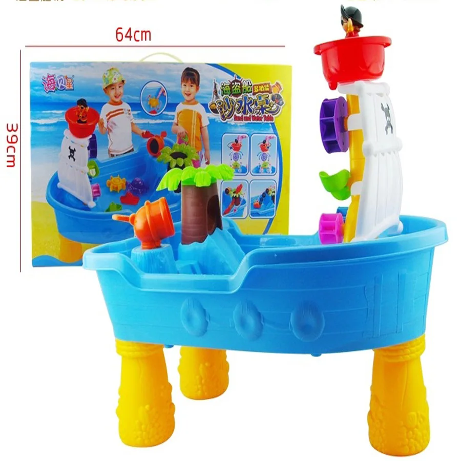 

Hualian Pirate Ship Play with Water Table Children Beach Toy Suit Pirate Ship Table for Playing with Water And Sand Play in Game