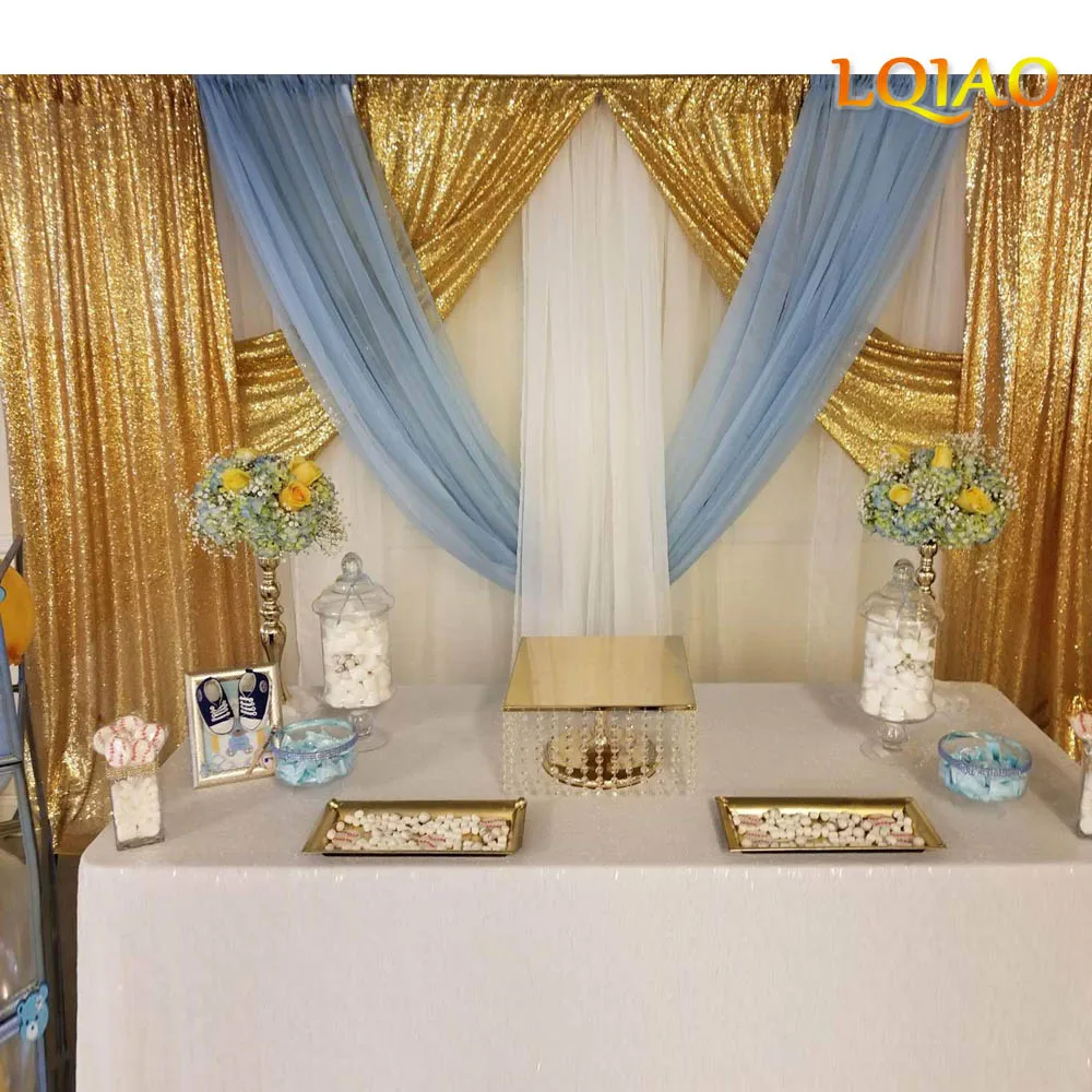 Gold Sequin Backdrop Curtain 2x8ft