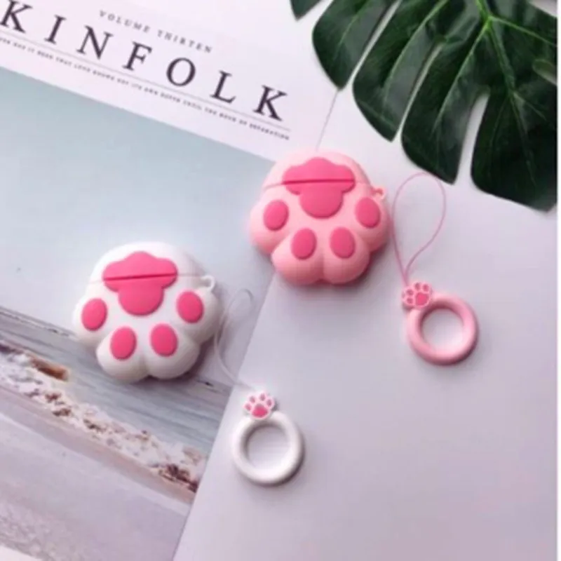Принт с героями мультфильмов Kawaii 3D Кошачий коготь силиконовый розовый кольцо