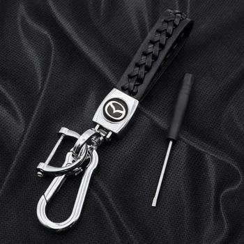 

Car accessories 3D metal leather braided rope brand logo keychain key ring for Mazda- 2 3 6 MX-5 MX-30 CX-3 CX-8 CX-9 Millenia