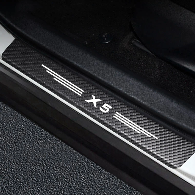 4 шт. Авто Накладка на порог двери протектор наклейки для BMW X5 F15 E70 E53 G05 Карбон