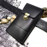 Blongk Universal Mobile Phone Waist Bag Genuine Leather Phone Holster Belt Pack for Iphone Samsung Huawei Men Women FKD