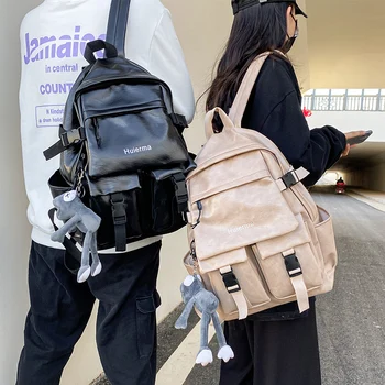 

Schoolbag Female Korean Style High School Large Capacity Versatile Backpack Flap Bag Blue Black Khaki Pink Women Casual Zipper