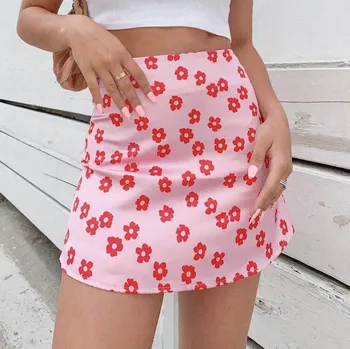 

Womail 2020 skirts womens Summer Casual High Waist Floral Print Beach Zipper Short Skirt faldas mujer moda 2020