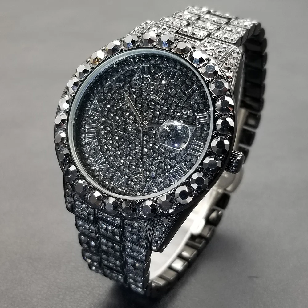 MISSFOX Hip Hop Men Watches Luxury Japan Quartz Movement Black