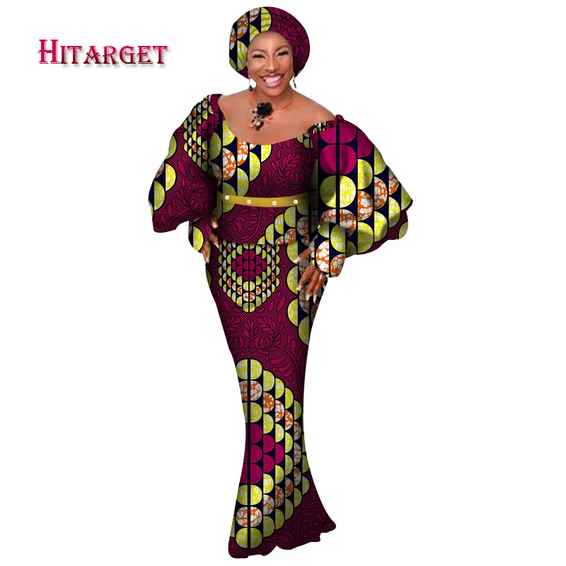 Hitarget африканские женские комплекты из 3 предметов Дашики хлопок Принт воск укороченный топ+ юбка комплект+ головной платок африканская одежда настраиваемый WY3770 - Цвет: 24