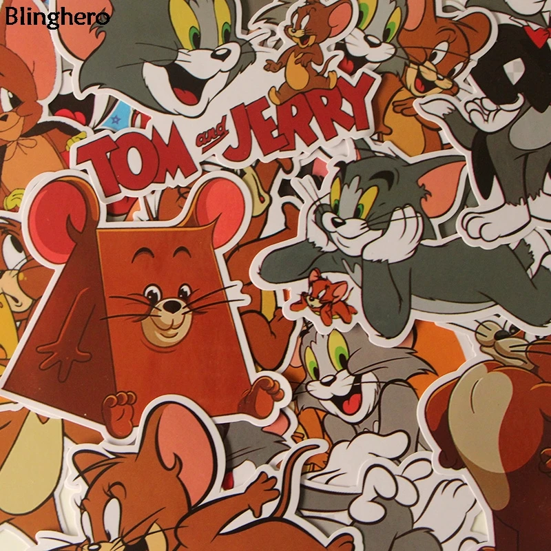 

Blinghero Cat and Mouse Stickers 17Pcs/set Cartoon Stickers Scrapbooking Stickers Bicycle Car Stickers Photo Album Decals BH0109