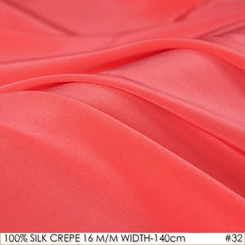 

100% SILK CREPE DE CHINE 140cm width 16momme Natural Silk Dress Fabric crepe de chine silk Wedding Fabric Tomato NO32