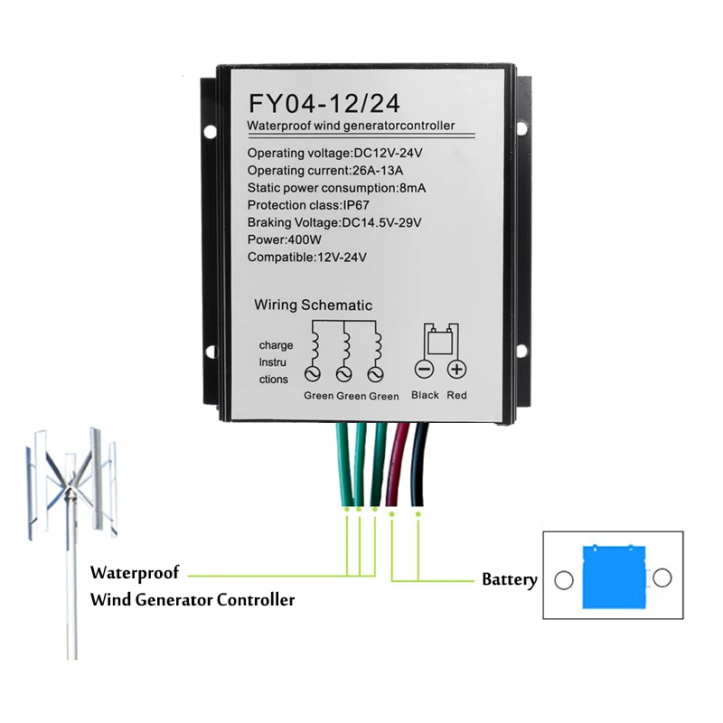 Drillpro DC 12 V/24 V 400W водонепроницаемый ветровой Tur bine Аккумулятор для генератора регулятор заряда легкая установка