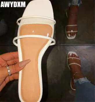 

Women's slippers 2020 new women flat shoes summer PVC transparent peep Toe sandals ladies outside casual beach slides female 262