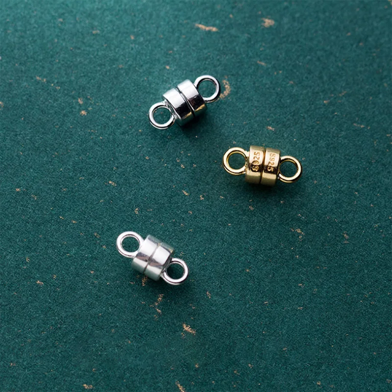 

925 silver magnetic bean column clasp Bracelet necklace magnet connecor buckle end magnetic closure for making jewelry 5mm 2set