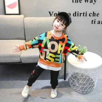 

Boys and Girls Sets 1-5 Years Old O-Neck Letter Children's Clothing Long Sleeve Spring and Autumn Active Baby Kids Clothes