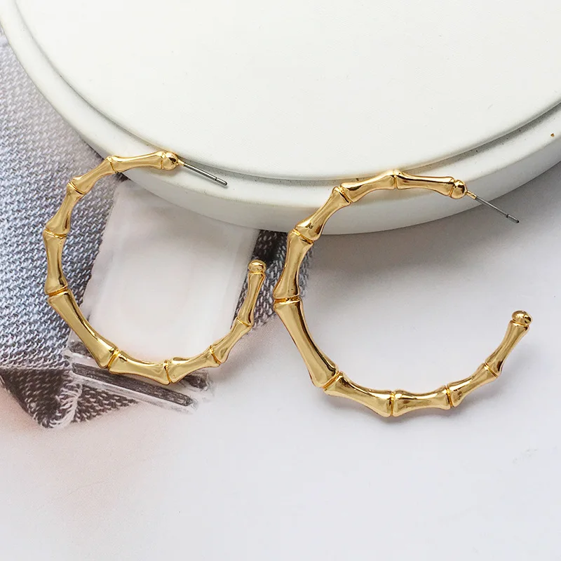 

CC earrings jewery bamboo earrings golden geometric circle eardrop Korea earrings women 2019 boucle d'oreille крупные серьги