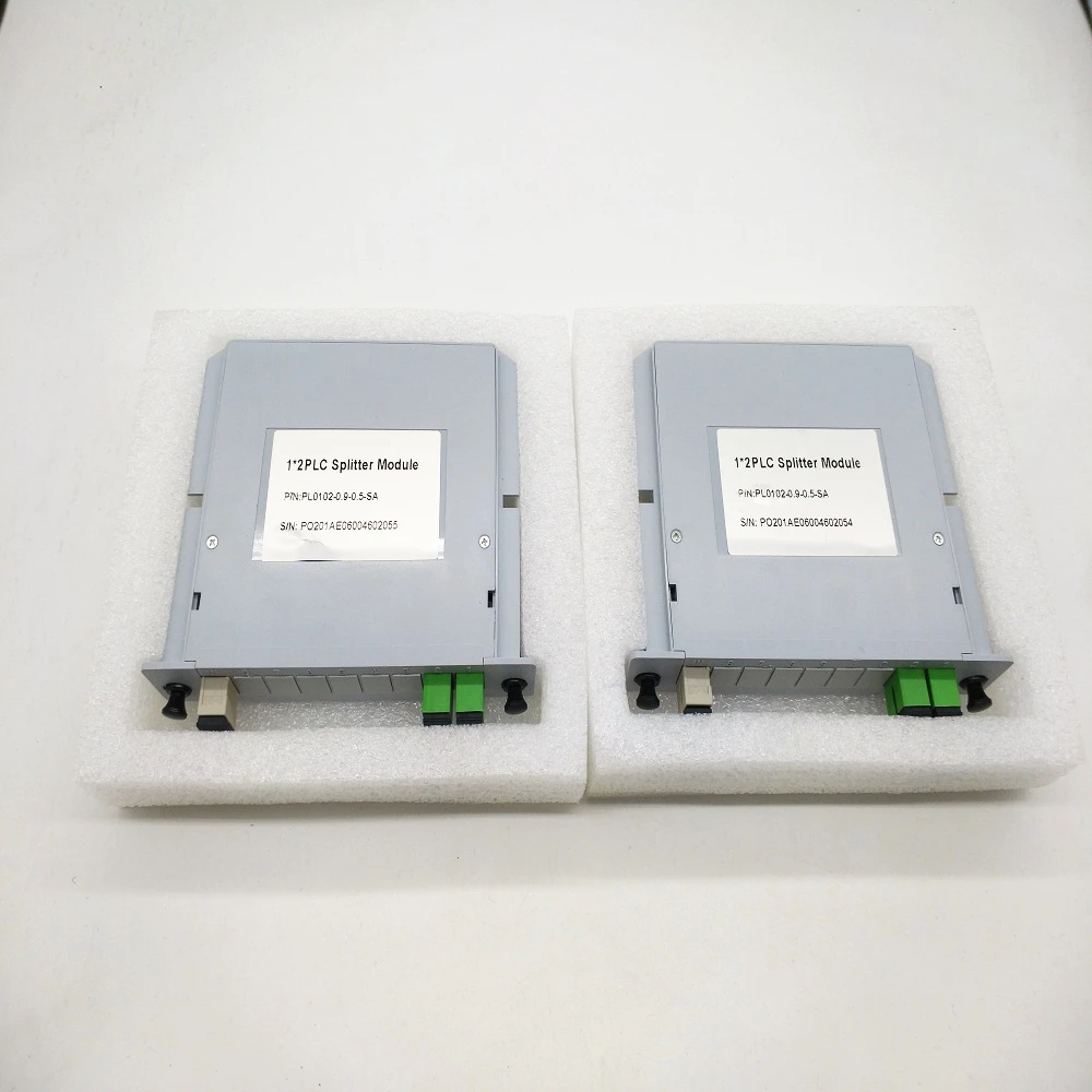 2 шт. FTTH 1*2 LGX модульный PLC сплиттер с синхронная передача волокна адаптеры одиночный режим коробки LGX PLC волоконно-оптический разветвитель