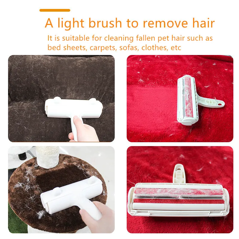 

2-way Pet Hair Remover Roller Lint Sticking Roller Removing Dog Cat Hair From Bed Sofa Carpet Clothes Pet Hair Cleaning Brush
