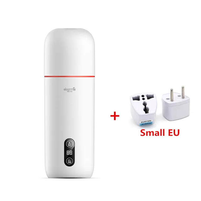 Xiaomi Deerma, портативная электрическая чашка для путешествий, горячая Распродажа, нагревательная чашка, 350 мл, для молока, для путешествий, котлы, кружки, тепловые чашки, чай, кофе, нагреватель - Цвет: Add Small EU Adapter