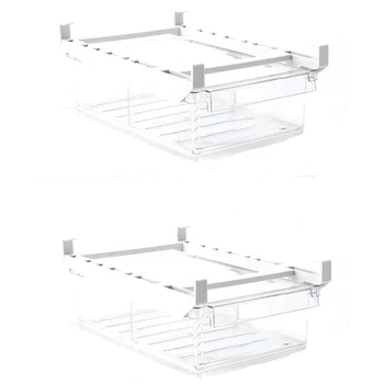 

NEW-Refrigerator Organizer Bins with Handle, Pull-Out Fridge Drawer Organizer, Freely Pullable Refrigerator Storage Box