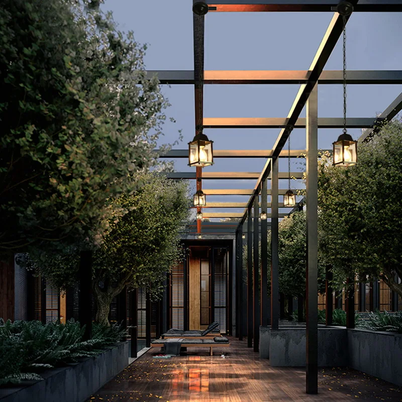 Outdoor Lamp Garden Pendant Lamp Gate Hallway Balcony Hanging Lantern Waterproof Corridor Aisle Courtyard Ceiling Lamps