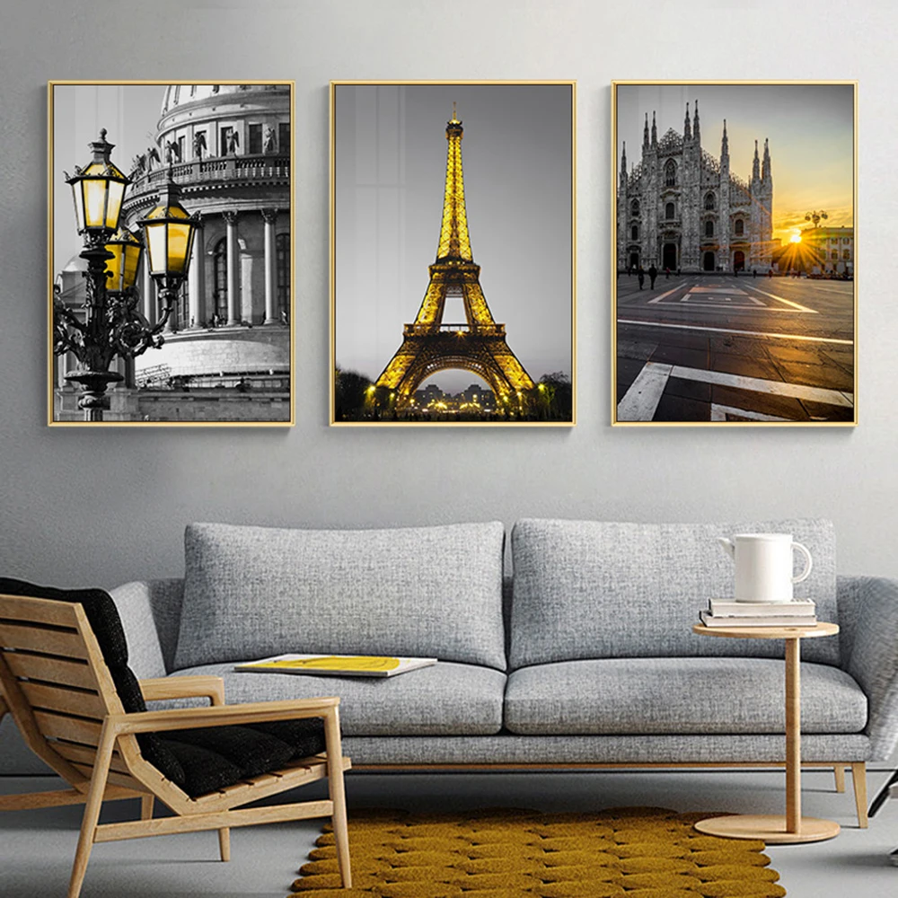 Картина на холсте в скандинавском стиле с изображением Парижской башни, настенная живопись, плакат и принты, настенные картины для декора гостиной, украшения для спальни