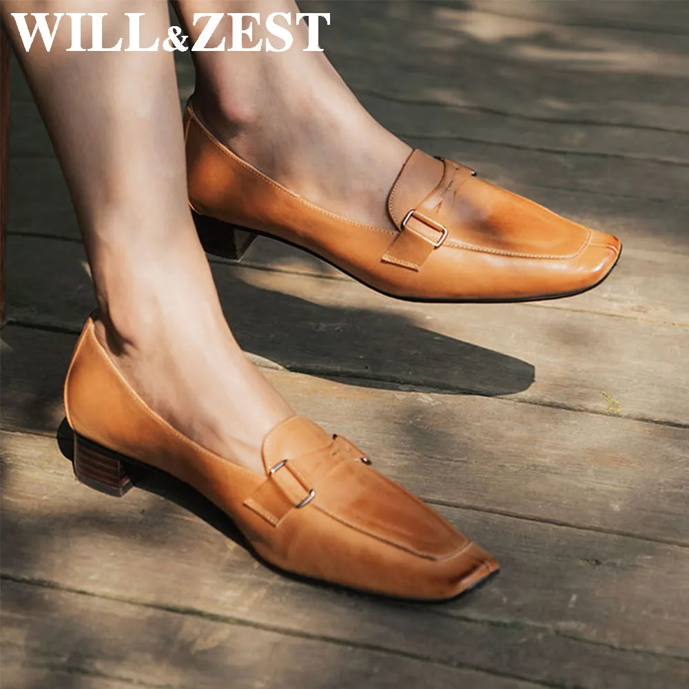 Женские квадратные лоферы на плоской подошве Will &amp Zest черные балетки из