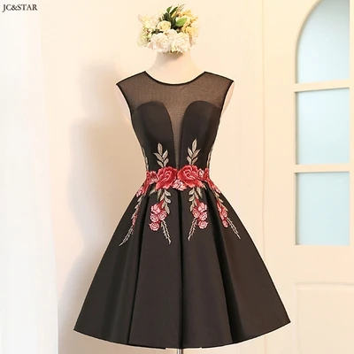 Vestiti eleganti donna cerimonia sera Новое Кружевное атласное платье подружки невесты с вышивкой цвета Алин - Цвет: Черный